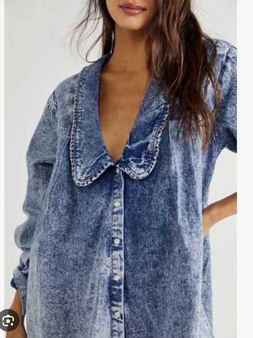 Free People Oversized Washed Blue Denim swing Jacket